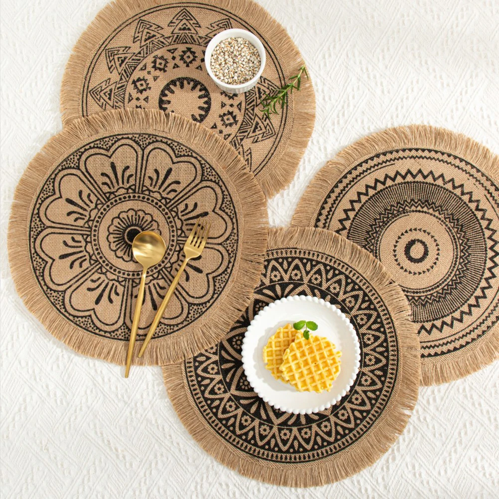 1pcs/set Jute Placemats Photography Props Decoration Bohemia Style Non