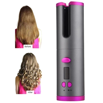 

Automatic Curling Iron Cordless Auto Hair Culer USB Rechargeable Hair Crimper Iron Professional Hair Waver Curlers Curling Wand