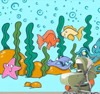 

CJSIR Custom Wallpaper Cute Cartoon Underwater Creature Wallpaper Children's Room Kindergarten Background Walls 3d Wallpaper