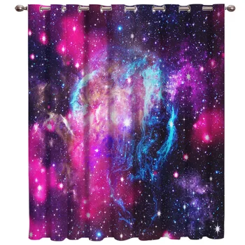 

Starry Universe Sparkly Colorful Nebulae Art Rich Color Window Curtains Living Room Curtain Rod Kitchen Drapes Fabric Indoor