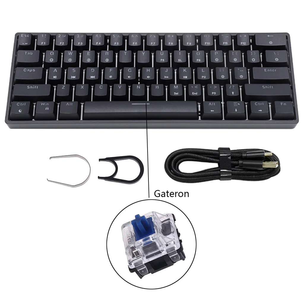 GK61 SK61 61 Key Mechanical Keyboard USB Wired LED Backlit Axis Gaming Mechanical Keyboard Gateron Optical Switches For Desktop 