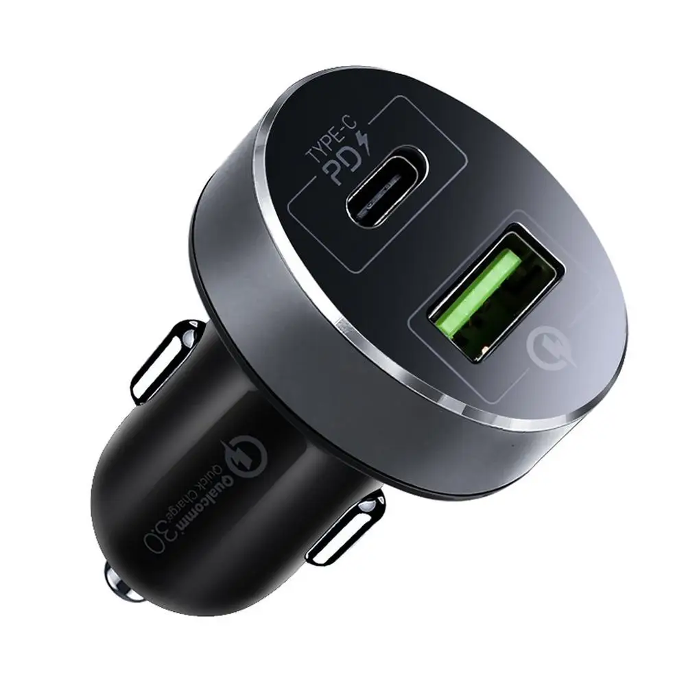 Быстрая зарядка 3,0 USB Автомобильное зарядное устройство для Xiaomi huawei супер зарядка QC 3,0 быстрая PD USB C автомобильное зарядное устройство для телефона - Цвет: Темно-серый