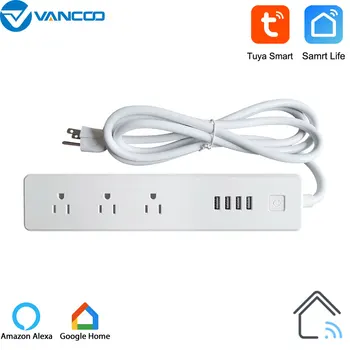 

Smart Wifi Power Strip Multiple Timer Sockets UK US Standard Plug Outlets 4 USB Charging Ports Voice Remote by Google Home Alexa