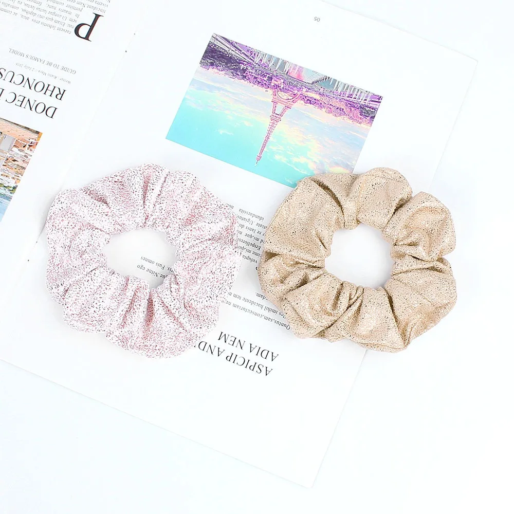 Vintage Women Solid Color Hair Scrunchies Big Colorful Elastic Hair Bands Ponytail Holder Hair Accessories Headwear