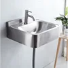 bathroom wall mounted 304 Stainless steel  sqaure basin with faucet set 304 Stainless steel pop up and plumbing hose set 1