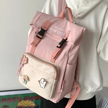 

JOYPESSIE Fashion Kawaii Women Backpack Waterproof Nylon Buckle Travel Mochila Bookbag for Teenage Girl Cute School Bag Rucksack