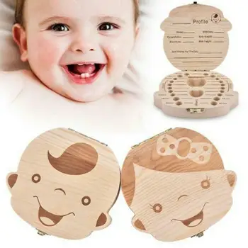 

Baby teeth box boy girl baby hair preservation wood collection box 1pc