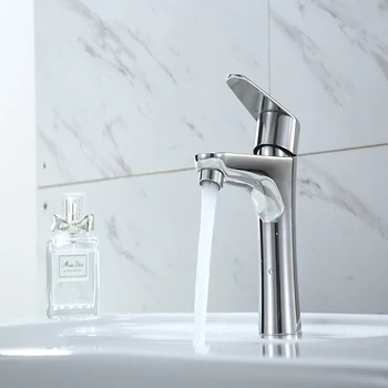 

Bathroom sink basin faucet bathtub faucet wall mounted brass polished silver single handle hot and cold mirror light household f
