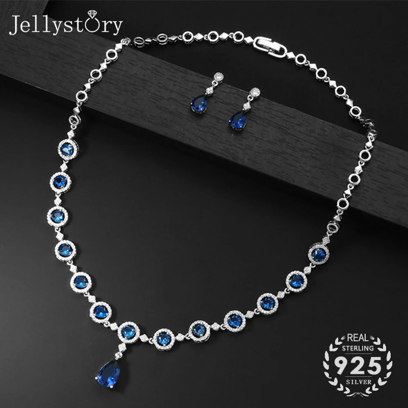 Ожерелье и серьги Jellystory из циркония в форме капли воды набор украшений