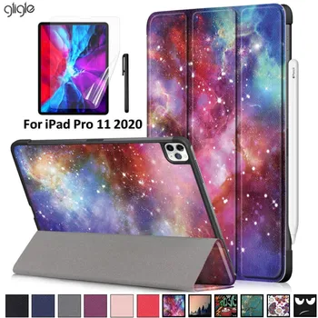 

GLIGLE Smart Print stand leather case cover for iPad Pro 11 2020 protective shell for ipad pro 11 2018+screen film+Touch pen