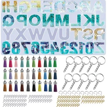 

Alphabet Resin Molds Letter Number Keychain Silicone Molds Kit for Making Keychain Jewelry Pendant