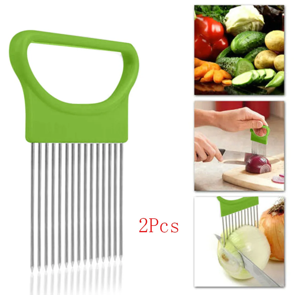 New Good Helper Kitchen tools Slicing Cutter Safe Fork Cozinha Cocina Utensilios Tomato Onion Slicer Cutting Aid Holder