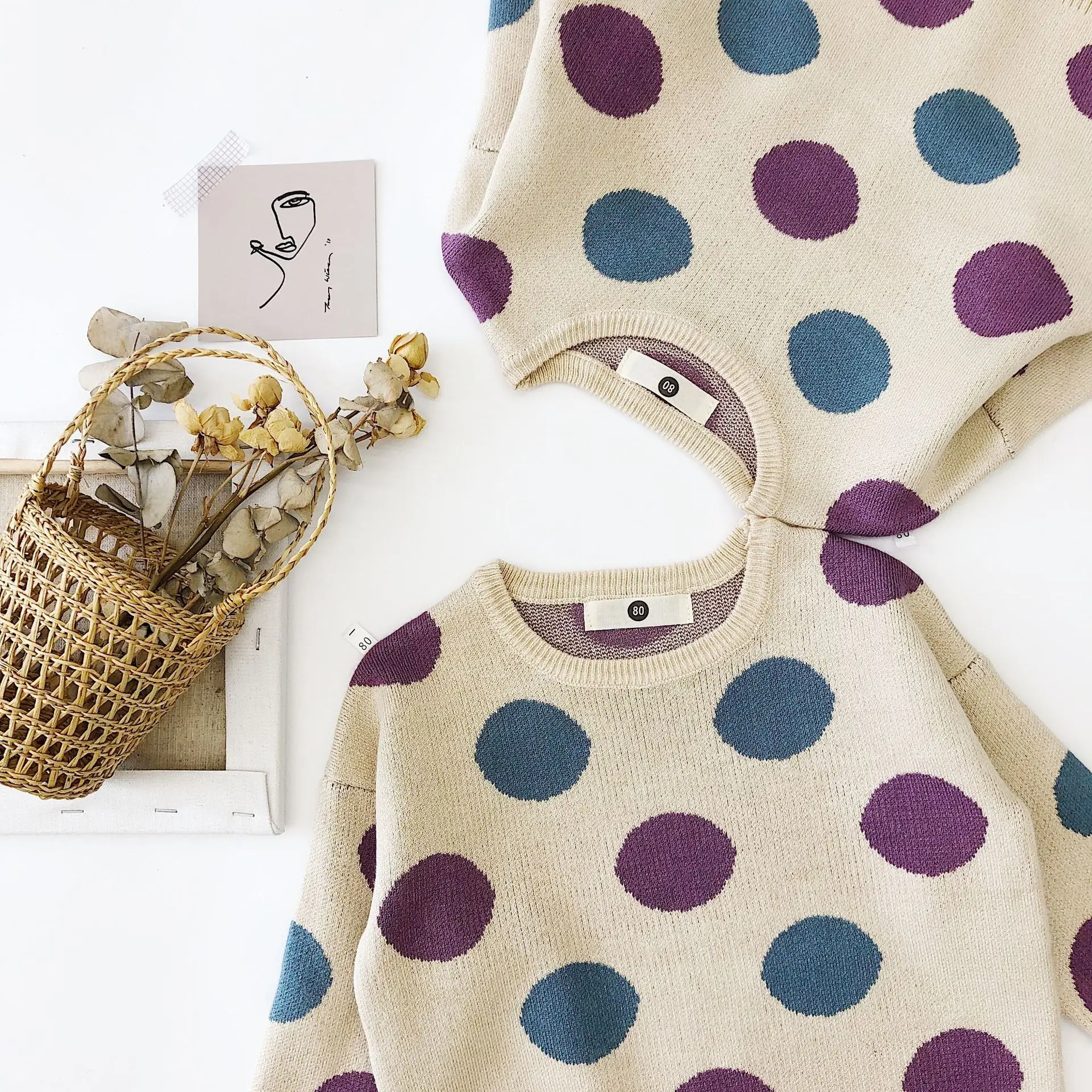 Свитер для девочек топы в горошек новая осенняя одежда свитер малышей|Свитера| |