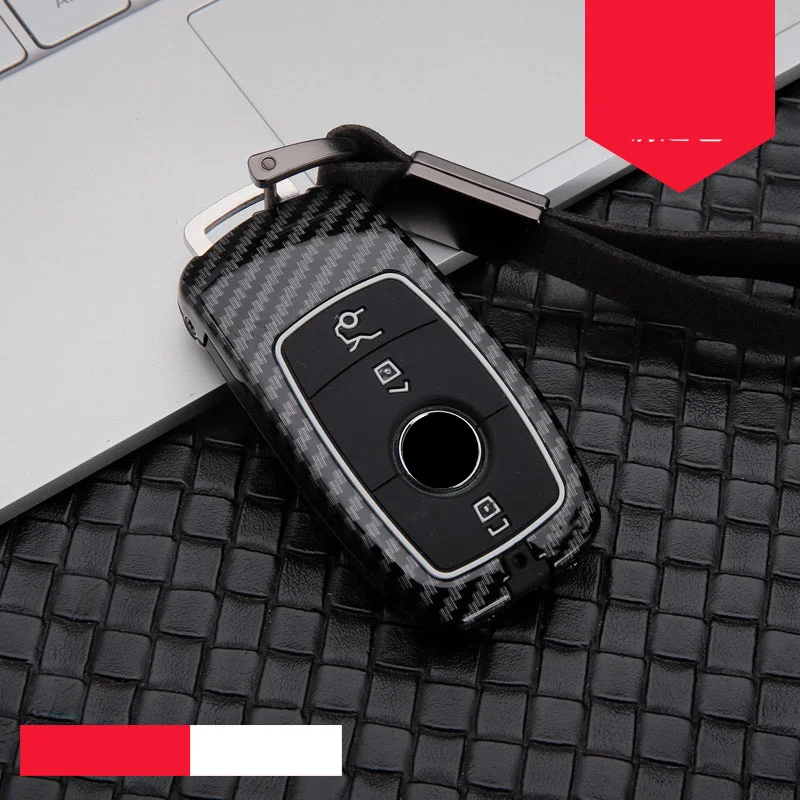 Горячая Распродажа цинковый сплав+ силикагель чехол для ключей автомобиля для Mercedes Benz W203 W210 W211 W124 W202 W204 AMG C S E класс W213 - Название цвета: E-carbon black