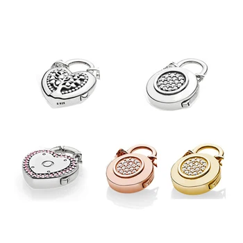 

NEW 100% 925 Sterling Silver 1:1 Charm Fit DIY Original Bracelet Buckle Heart-Shaped Rose Gold Retro Women Jewelry Gift