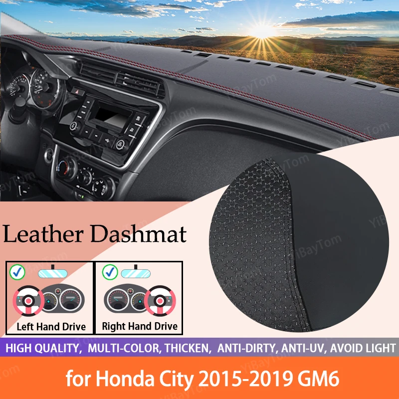 

Кожаные чехлы для автомобиля Honda city Grace 2014, 2015, 2016, 2017, 2018, 2019, коврик для приборной панели, солнцезащитный козырек для приборной панели