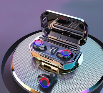 

earphone bluetooth for New Bluetooth headset with dual ear touch 5.0TWS fashion headset LED power display