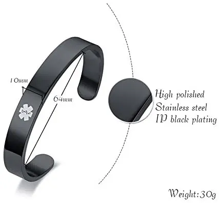 Braccialetto Medico Personalizzato In Acciaio Inossidabile - Allerta Emergenza Regolabile - Foto 4