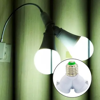 

E27 To 2 E27 Lamp Holder Converter Socket Y Shape Splitter Adapter Conversion Pbt Base Type Fireproof Light Anti-burning Bu V8Z5