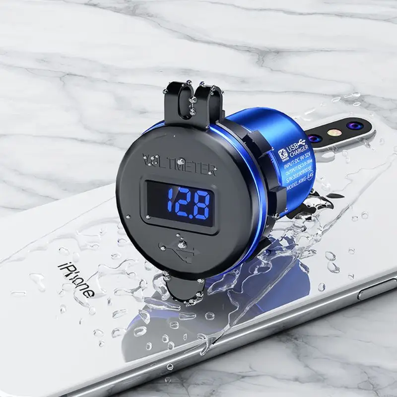 1 шт. Водонепроницаемый двойной QC3.0 USB быстрое зарядное устройство розетка светодиодный вольтметр Для Автомобиля Морской