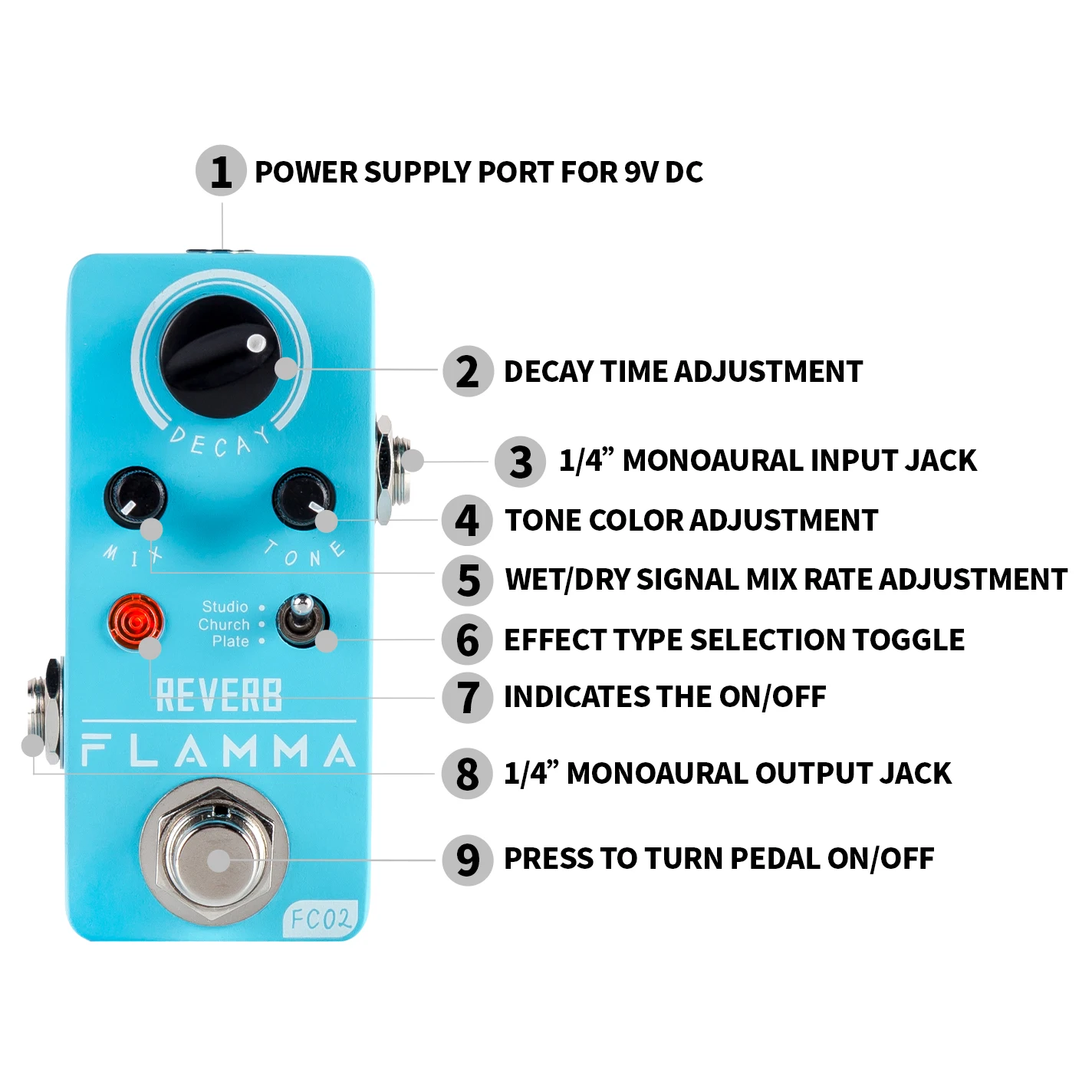 Electric Guitar Pedal Reverb Effects