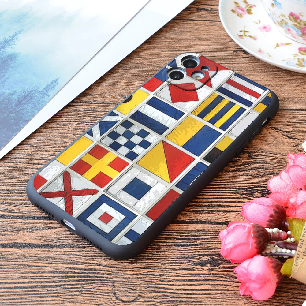 

For iPhone Nautical Flags Print Soft Matt Apple iPhone Case