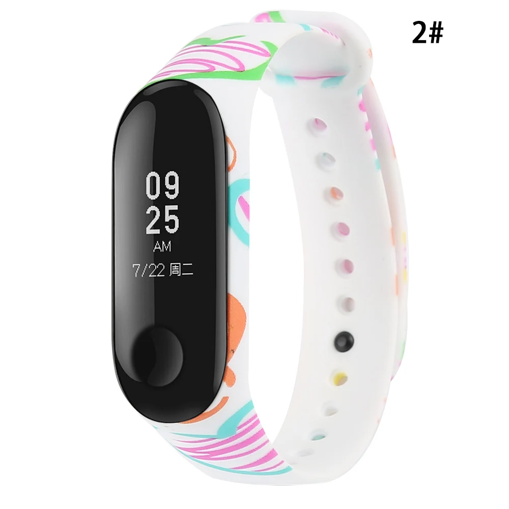 02 Для Xiaomi Mi Band 3 Smart Bracelet Замена силиконового браслета на запястье стиль печати Смарт Спорт Замена браслета аксессуары - Цвет: 02