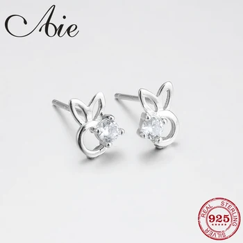 

Hollow out rabbit shape 925 Sterling Silver for girls gift like crystal clear CZ fine Stud Earrings fashion luxury Jewelry