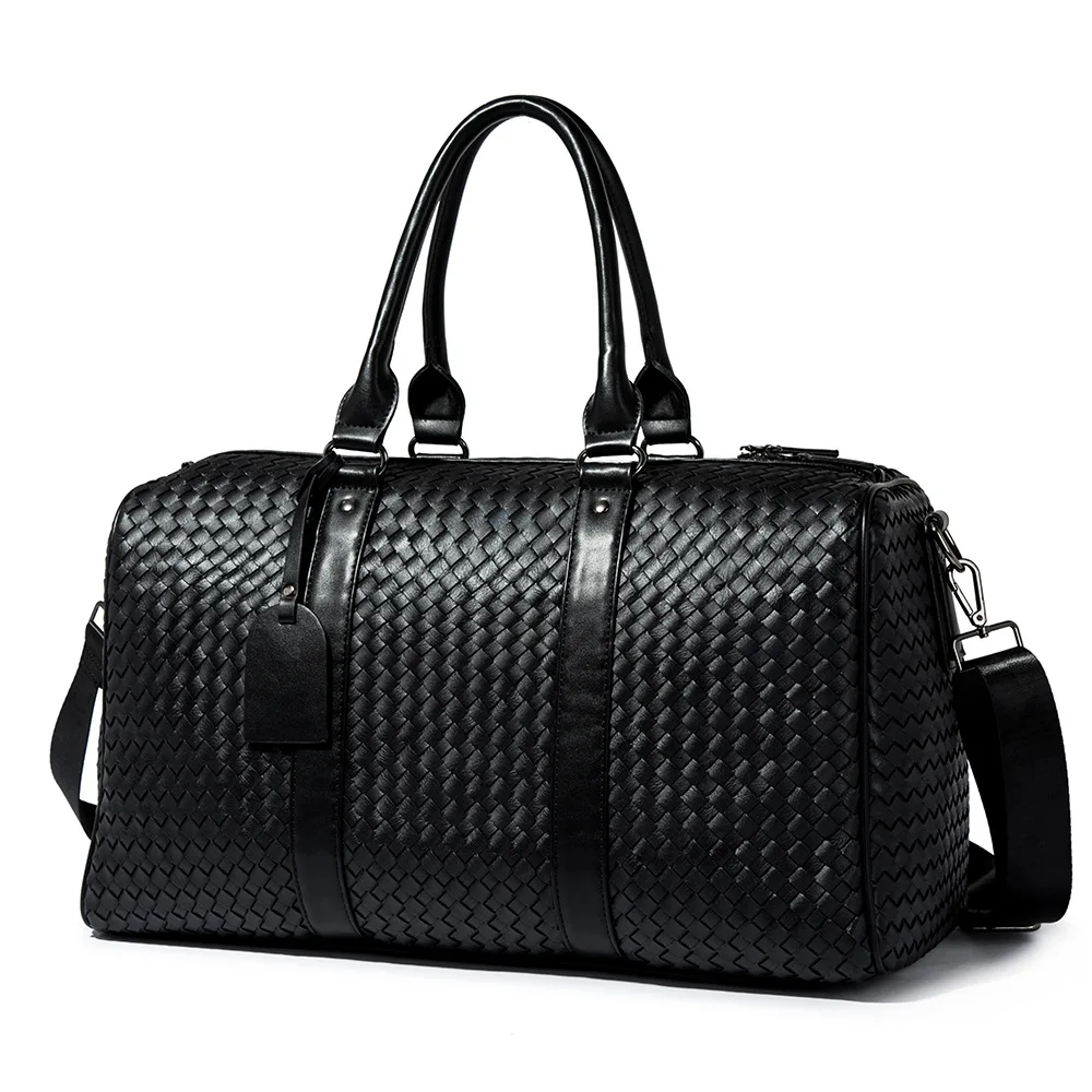 Мужская черная Дорожная сумка, водонепроницаемая кожаная Большая вместительная сумка для путешествий, многофункциональная сумка-тоут, повседневные сумки через плечо