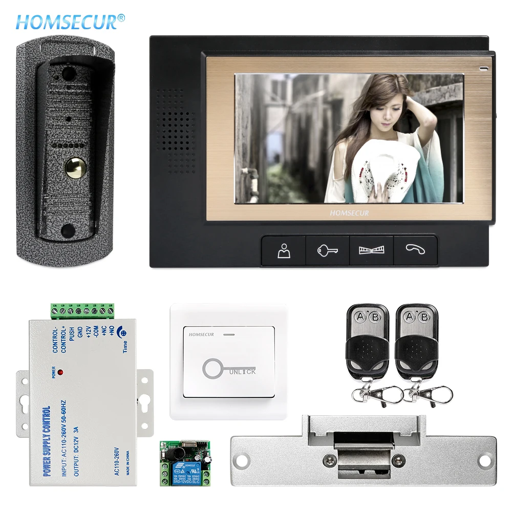 HOMSECUR 7\ Video Door Entry Phone Call System+IR Night Vision+Fail Safe Electric Lock Exit Button for Apartment TC041+TM702-B HOMSECUR 7\ Video Door Entry Phone Call System+IR Night Vision+Fail Safe Electric Lock Exit Button for Apartment TC041+TM702-B