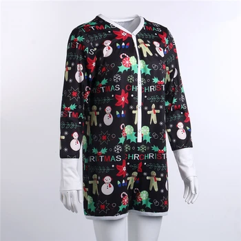 

hirigin Women Pajamas Romper Fall Christmas Snowmen Printed Long Sleeve Loose Nightclothes Buttons Sleeping Wear