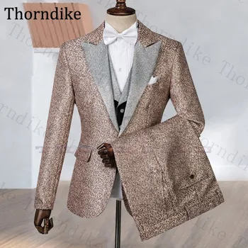 

Thorndike Mens Wedding Suits Costume Groom Tuxedo Formal Prom Suit(Jacket+Pants+Vest) Custom Made Peaked Lapel Party Suits 2020