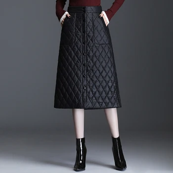 

Fashion women's skirts 2020 autumn and winter new down cotton one-piece thick cotton skirt warm A-line skirt