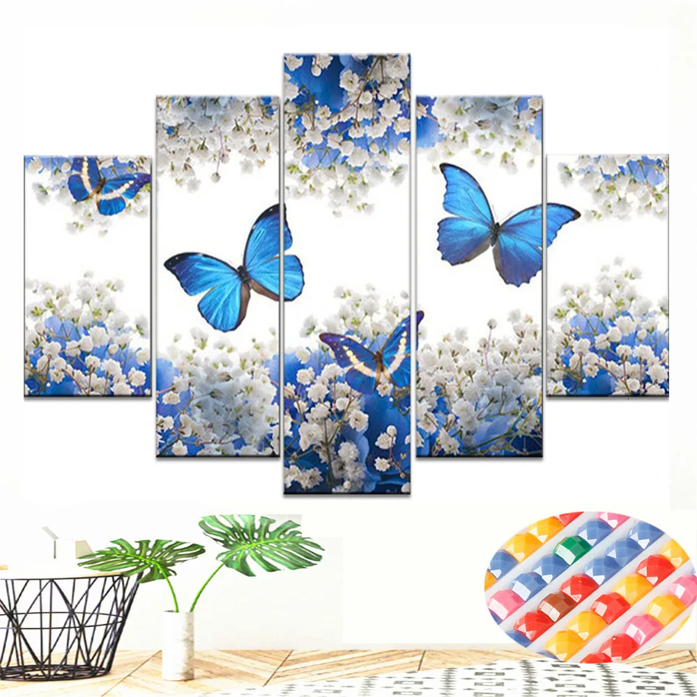 Huacan DIY Full Square Diamond Painting Butterfly Multi-picture Combination Embroidery Cross Stitch Mosaic Decor Gift 5 pcs/set | Дом и сад