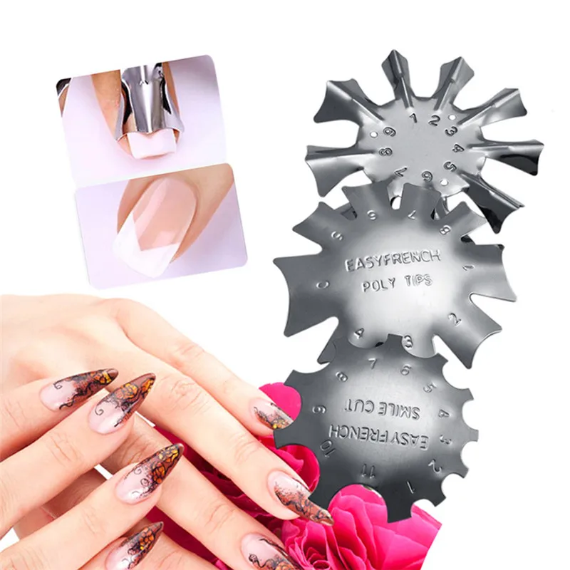 

3PCS Nail Design Stamping Plates French Manicure Modeling Shaping Stainless Steel Nail Art for Crystal Varnish for Stamping Hot