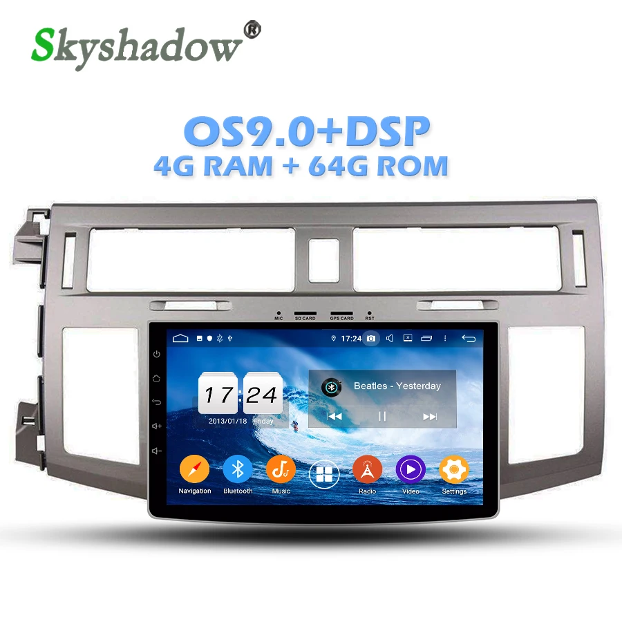 Ips DSP Android 9,0 4 Гб ОЗУ+ 64 Гб ПЗУ+ 8 ядерный автомобильный dvd-плеер Wifi Bluetooth 4,2 RDS радио gps карта для Toyota Avalon 2008 2009