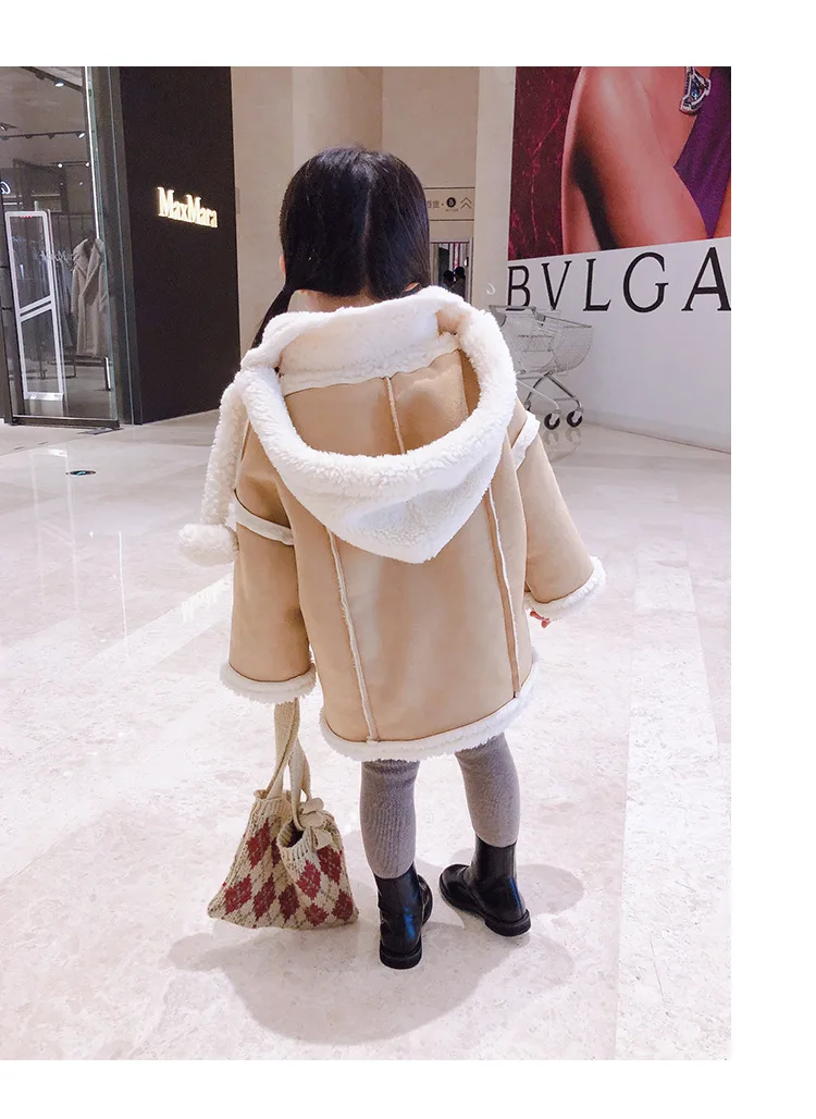 Новинка года; зимнее теплое хлопковое пальто из замши с капюшоном в Корейском стиле для девочек; куртка