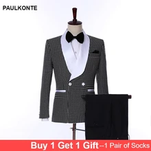 Slim Black And Blue Striped 2 Piece Suit Men'S Suit Jacket Double-Breasted Suit Men'S Wedding Suit Groom Tuxedo