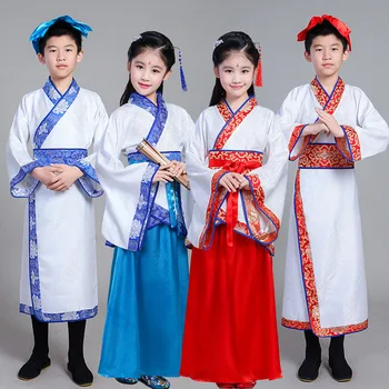 

Children Traditional Chinese Dance Cosplay Costumes Girls Skirt Boy Tang Dynasty Dress Suits Kids Party Wear Stage Fancy Outfits