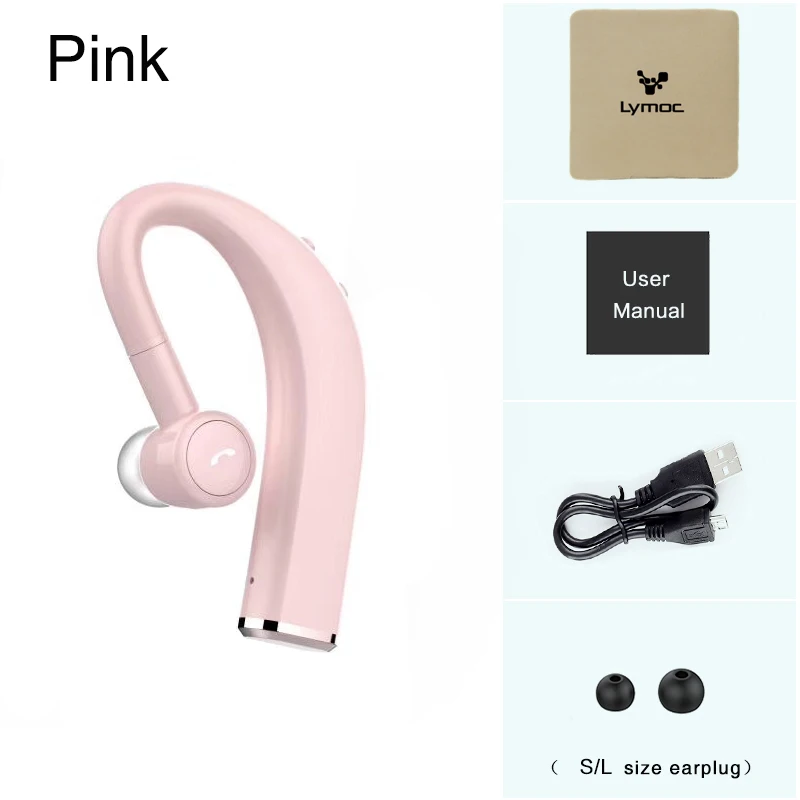 LYMOC быстрое зарядное устройство Bluetooth беспроводная гарнитура наушники гарнитура с крюком за ухо с 12 часами рабочего времени Автомобильная гарнитура с микрофоном для iPhone - Цвет: Pink retail bag