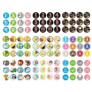

Cute Newborn Baby Monthly Card Hot Selling Repeated Sticking Convenient Durable Milestone Commemorative Sticker Photo Props