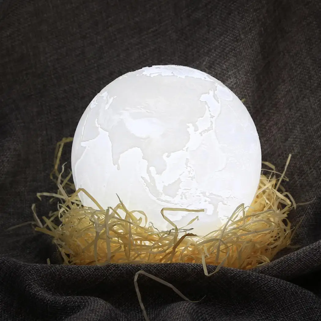 

3D Print Earth LED Lamp Touch Switch Night light Brightness Adjustable with Wooden Stand 2 Lamp Types 5.9 Inch