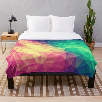 

Abstract Polygon Multi Color Cubism Low Poly Triangle Design Blanket Wool Flannel Plush Blanket Bedspread For office Sherpa Blan