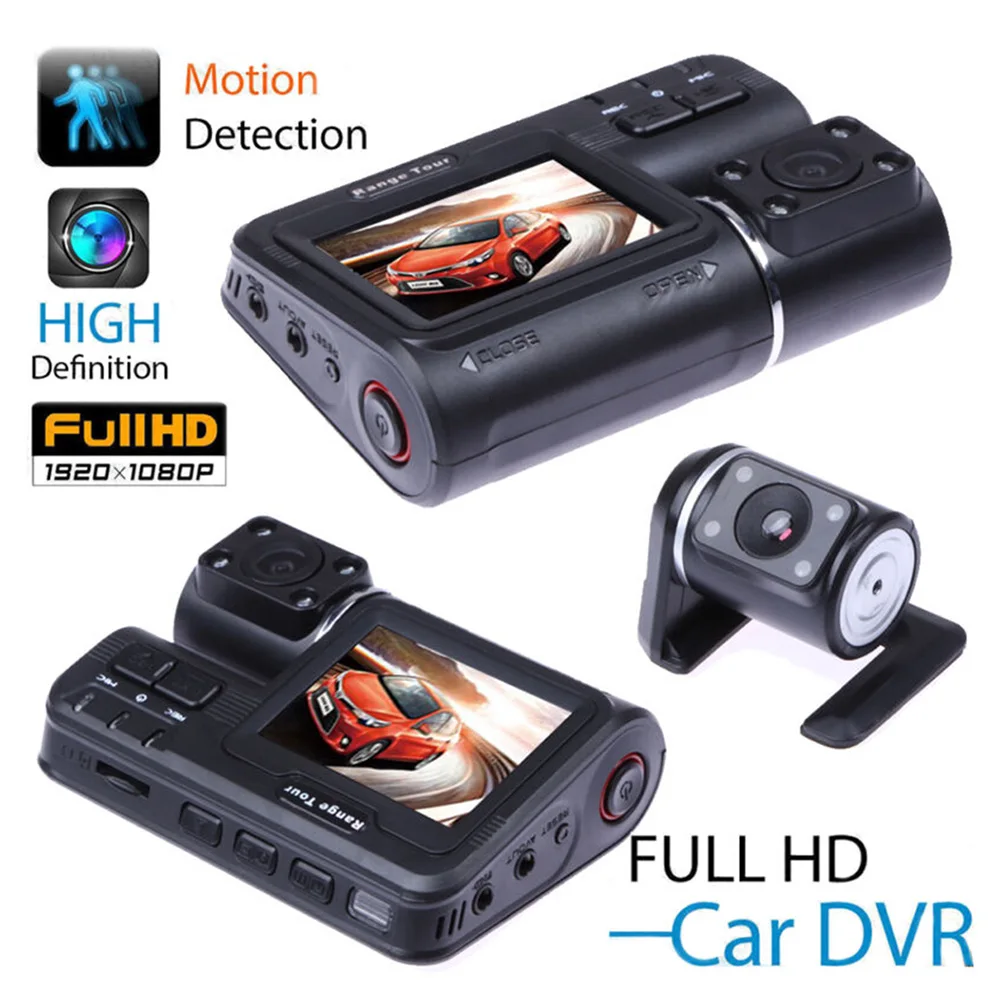 Авто 2 дюймов зеркало заднего вида видеорегистратор HD Двойной объектив DVR видео Регистраторы G-Сенсор набор