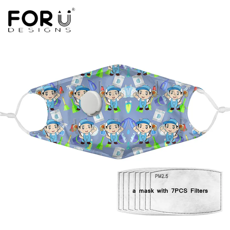 

FORUDESIGNS New Arrival Mouth Masks Cartoon Cleaner Printed Washable Reusable Mascara PM 2.5 Filters Respirator Tapabocas