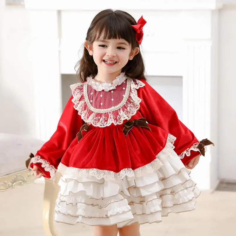 

Miayii детская одежда испанская Лолита винтажное бархатное турецкое кружевное бальное платье для дня рождения пасхальное платье принцессы для девочек Y3793