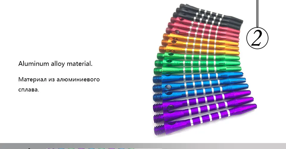 Easytoday 18Pcsset Darts Shafts Accessories Six Colors Aluminum Screw Dart Shaft Standard 2BA Long 48mm Shafts Wholesale (2)