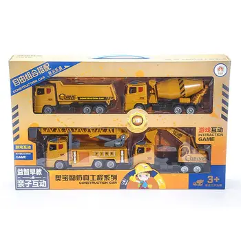 

Kuulee 4Pcs Kids Large Simulation Inertia Excavator Truck Mixer Truck Dumper Lift Truck Toys Set