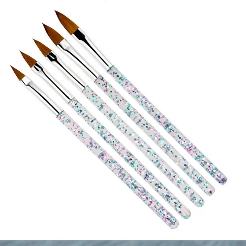 

5Pcs/set 11/13/15/17/19mm Nail Art Crystal Brush UV Gel Builder Painting Dotting Pen Carving Tips Manicure Salon Tools T0416