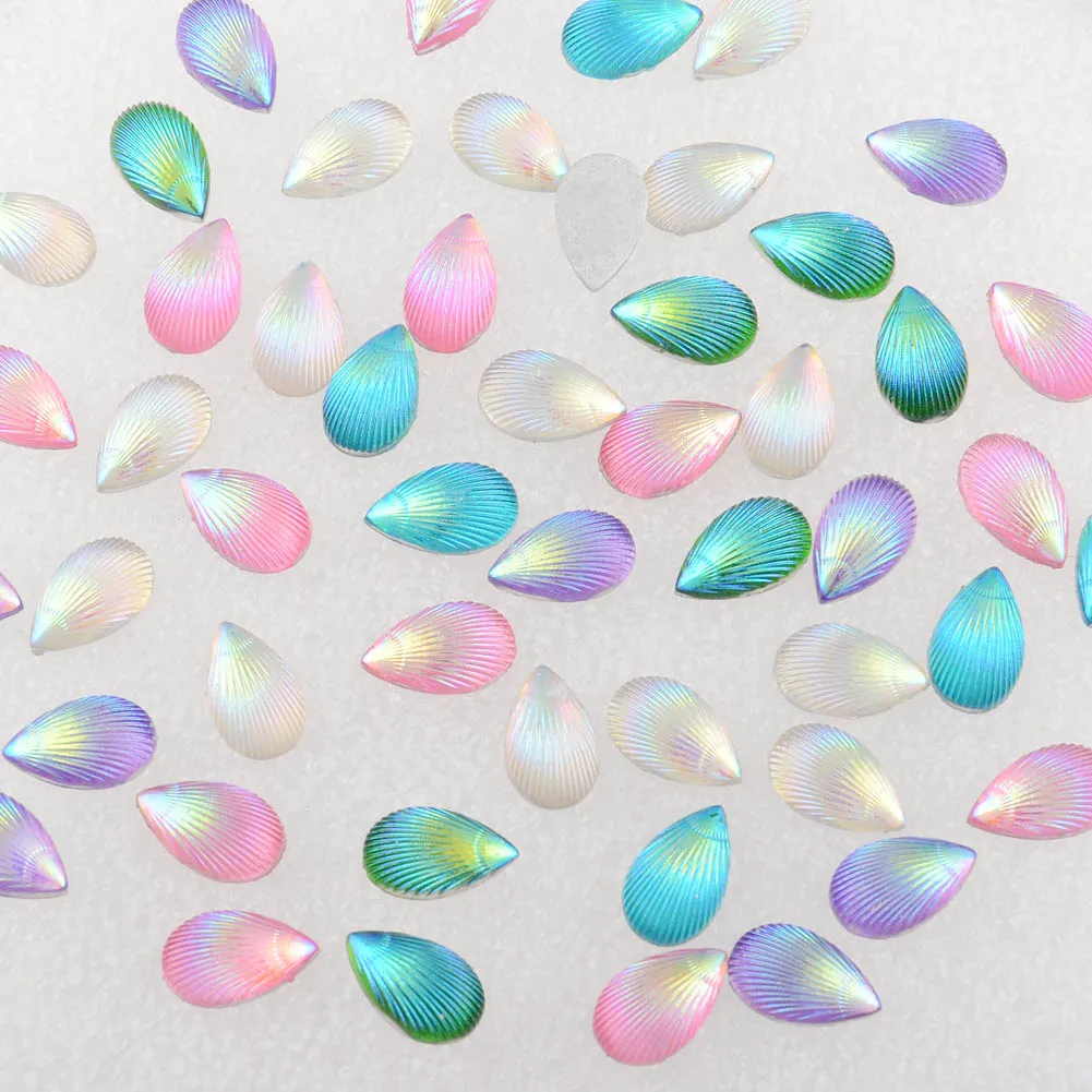 

BOLIAO 40Pcs 8*13mm (0.31*0.51in) AB Drop Shape Resin Rhinestone Flatback For Crafts Clothing Dress Decoration